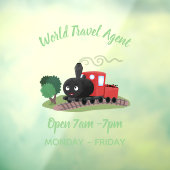 かわいい蒸気機関車マンガイラストレーション ウィンドウサイン (シート3)