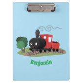 かわいい蒸気機関車マンガイラストレーション クリップボード (正面)