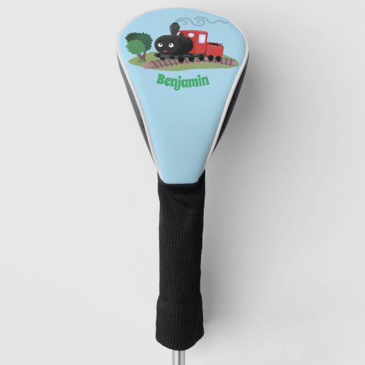 かわいい蒸気機関車マンガイラストレーション ゴルフヘッドカバー (正面)