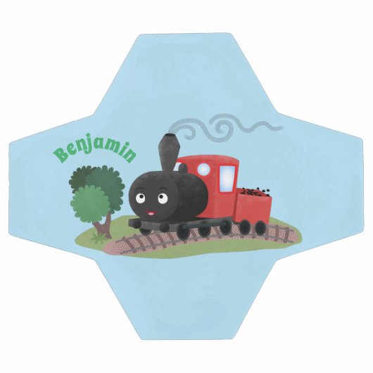 かわいい蒸気機関車マンガイラストレーション サッカーボール (フラット)