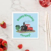 かわいい蒸気機関車マンガイラストレーション スタンダードカクテルナプキン (インサイチュ)