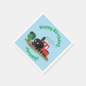 かわいい蒸気機関車マンガイラストレーション スタンダードカクテルナプキン (角)