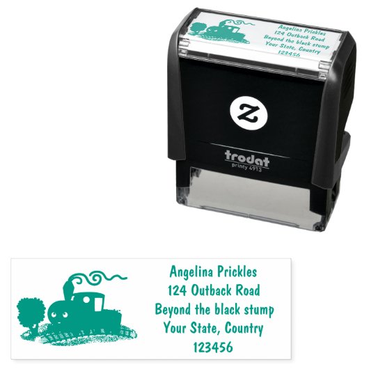 かわいい蒸気機関車マンガイラストレーション セルフインキングスタンプ (インサイチュ)