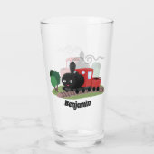 かわいい蒸気機関車マンガイラストレーション タンブラーグラス (裏面)