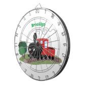 かわいい蒸気機関車マンガイラストレーション ダーツボード (正面右)