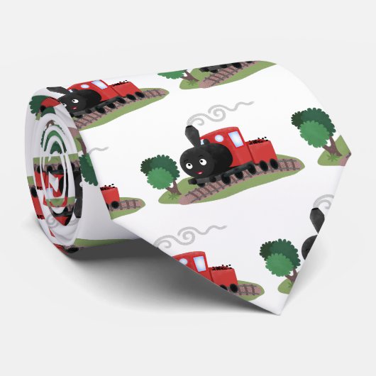 かわいい蒸気機関車マンガイラストレーション ネクタイ (ロール)