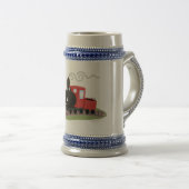 かわいい蒸気機関車マンガイラストレーション ビールジョッキ (正面右)