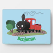 かわいい蒸気機関車マンガイラストレーション フォトプラーク (正面)