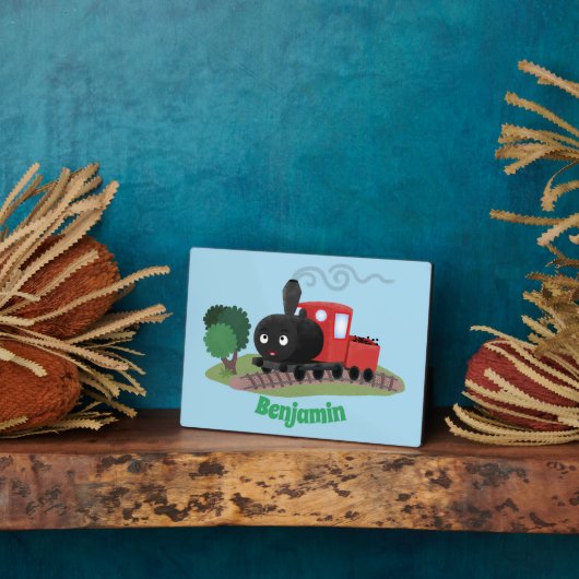 かわいい蒸気機関車マンガイラストレーション フォトプラーク (側面)