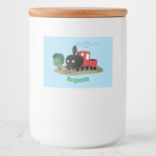 かわいい蒸気機関車マンガイラストレーション フードラベル (正面)