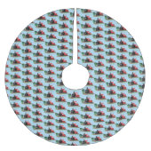 かわいい蒸気機関車マンガイラストレーション ブラッシュドポリエステルツリースカート (正面)