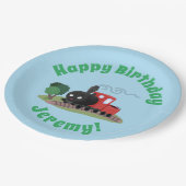 かわいい蒸気機関車マンガイラストレーション ペーパープレート (アングル)