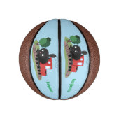 かわいい蒸気機関車マンガイラストレーション ミニバスケットボール (縦)