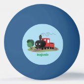 かわいい蒸気機関車マンガイラストレーション 卓球ボール (裏面)