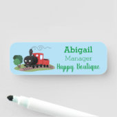 かわいい蒸気機関車マンガイラストレーション 名札 (インサイチュ)