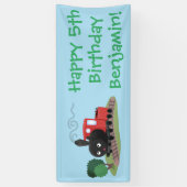 かわいい蒸気機関車マンガイラストレーション 横断幕 (縦)