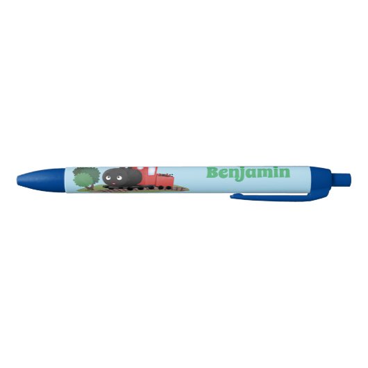 かわいい蒸気機関車マンガイラストレーション 黒ボールペン (ボトム)