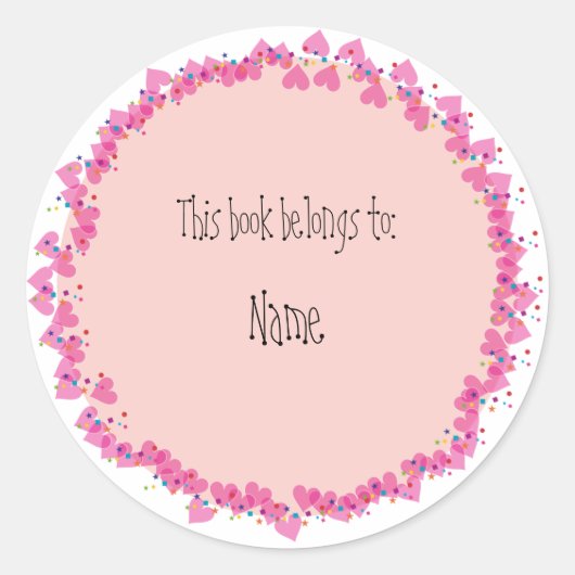 かわいい蔵書票とハート ラウンドシール (正面)
