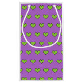 かわいい薄紫と緑のハートパターン スモールペーパーバッグ (裏面)