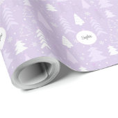 かわいい薄紫のクリスマスツリーパーソナライズされた ラッピングペーパー (ロールコーナー)