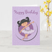 かわいい薄紫バレリーナ3誕生日カード カード (黄色い花)