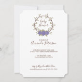 かわいい薄紫フローラリースベビーシャワー 招待状 (正面)