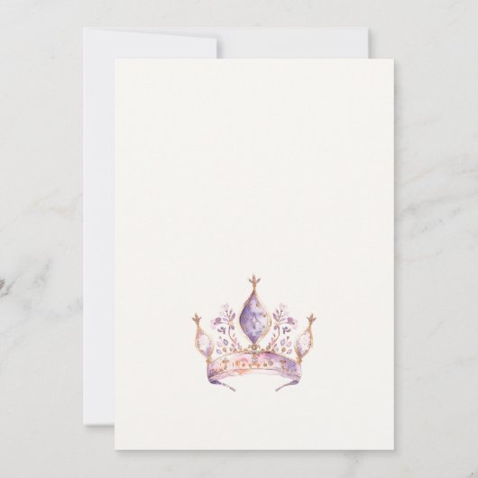 かわいい薄紫プリンセスカステル水の色ベビーシャワー 招待状 (裏面)