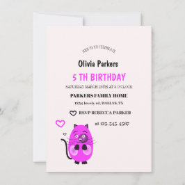 かわいい薄紫猫招待状 招待状