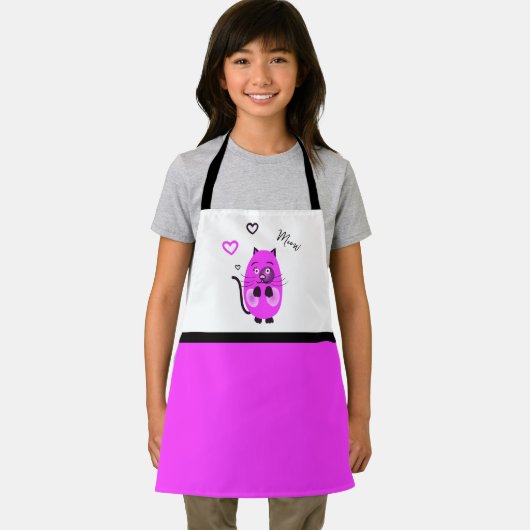 かわいい薄紫猫 エプロン (インサイチュ)