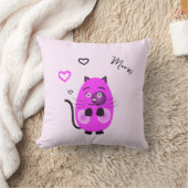 かわいい薄紫猫 クッション (ブランケット)