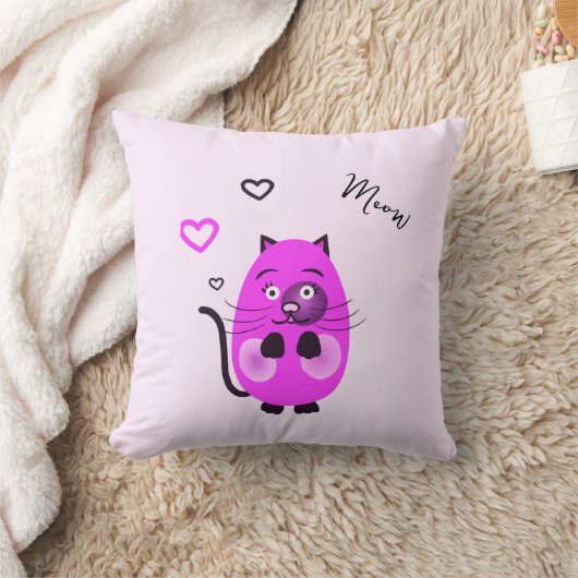 かわいい薄紫猫 クッション (ブランケット)