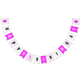 かわいい薄紫猫 バンティングフラッグ