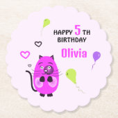 かわいい薄紫猫 ペーパーコースター (正面)