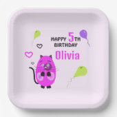 かわいい薄紫猫 ペーパープレート (正面)