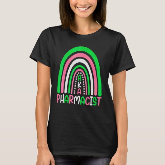 かわいい薬剤師の虹の赤 Tシャツ (正面)