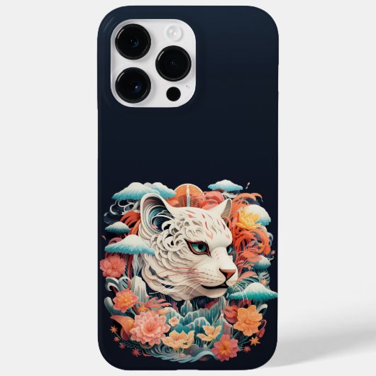 かわいい虎と花紙切り出し Case-Mate iPhoneケース (裏面)