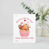 かわいい虎のカップケーキカスタムキッズバレンタインデー シーズンカード (スタンド正面)