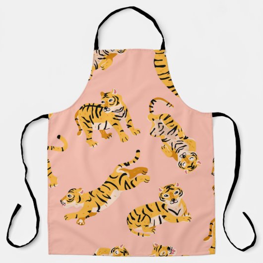 かわいい虎のシームレスな模様 エプロン (正面)