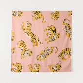 かわいい虎のシームレスな模様 タペストリー (正面(横))