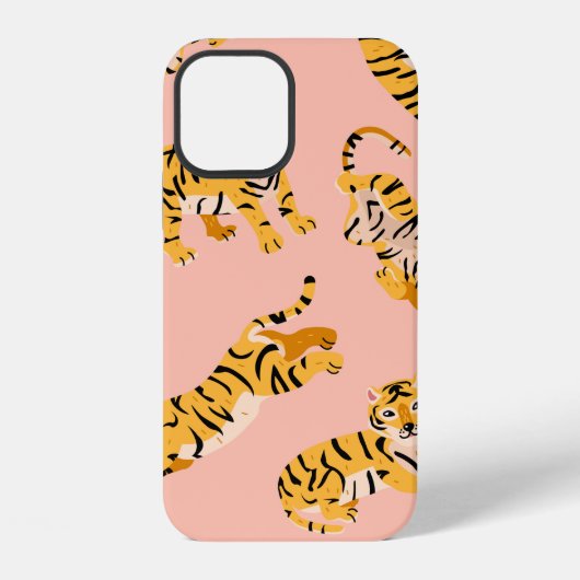 かわいい虎のシームレスな模様 iPhoneケース (裏面)