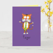 かわいい虎の漫画の子供たち カード (黄色い花)