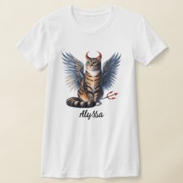 かわいい虎猫の鬼とエンジェルキャット Tシャツ