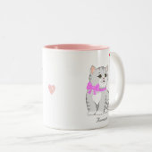 かわいい虎猫キティキャットオンホワイト ツートーンマグカップ (正面右)