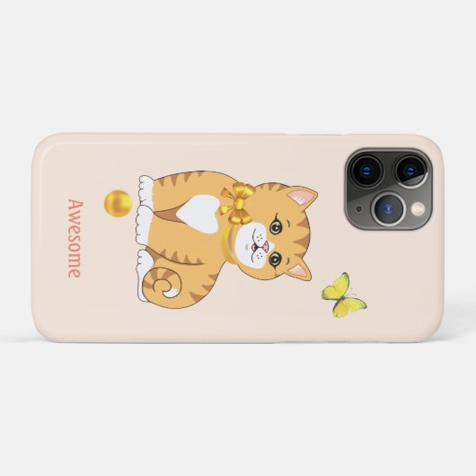 かわいい虎猫キティキャットオンライトベージュ Case-Mate iPhoneケース (裏面(横))