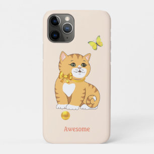 かわいい虎猫キティキャットオンライトベージュ iPhone 11 PROケース