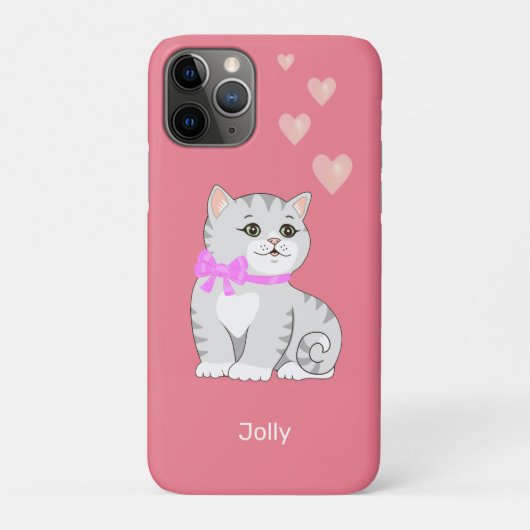 かわいい虎猫キティキャット&ハートズオンピンク Case-Mate iPhoneケース (裏)
