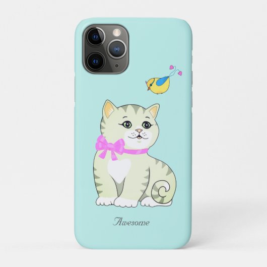 かわいい虎猫キティ猫オンライトブルー Case-Mate iPhoneケース (裏)