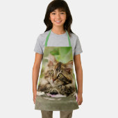 かわいい虎猫メーヌクーンキャットキットフワフワ頭の写真 エプロン (インサイチュ)