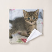 かわいい虎猫子猫ちゃんビックリ バスタオルセット (ウォッシュタオル)