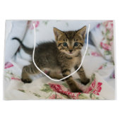 かわいい虎猫子猫ちゃんビックリ ラージペーパーバッグ (正面)
